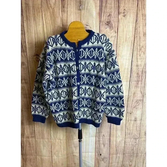 Husfliden Skein Wool Cardigan Sweater made in Norway Size M READ Description - Picture 1 of 8